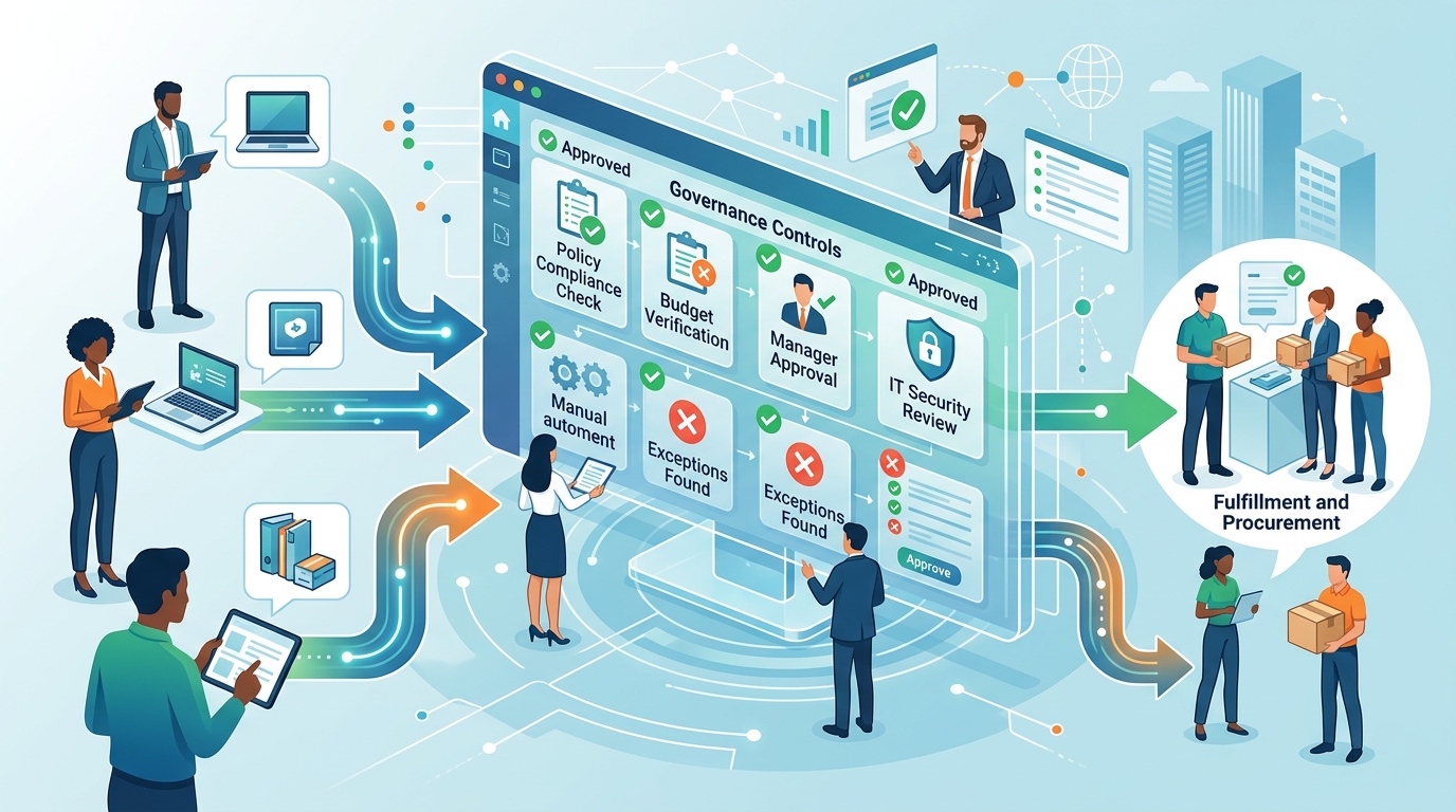 BCM: Centralized employee ordering workflows with governance controls.