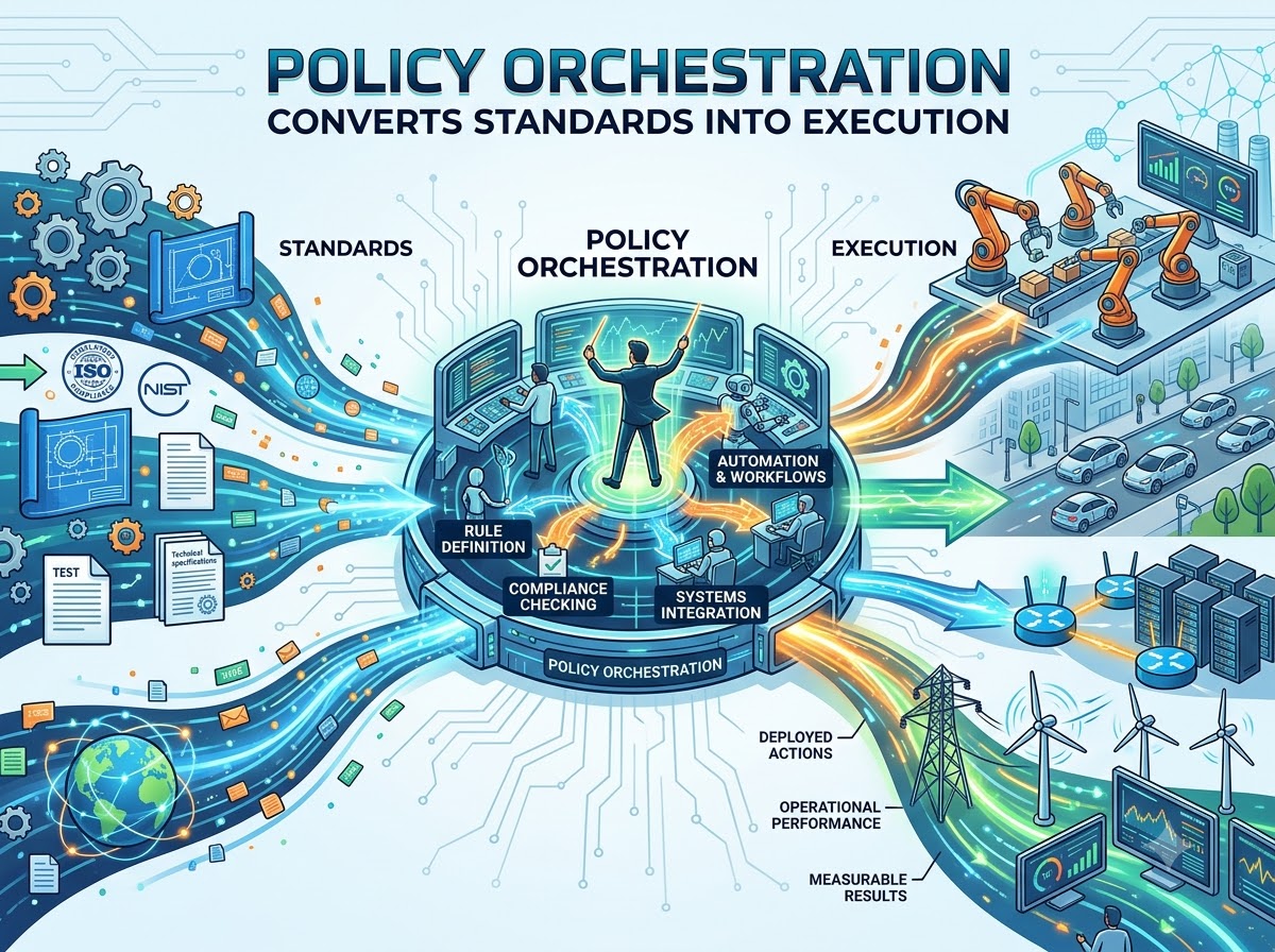 Policy Orchestration Converts Standards into Execution
