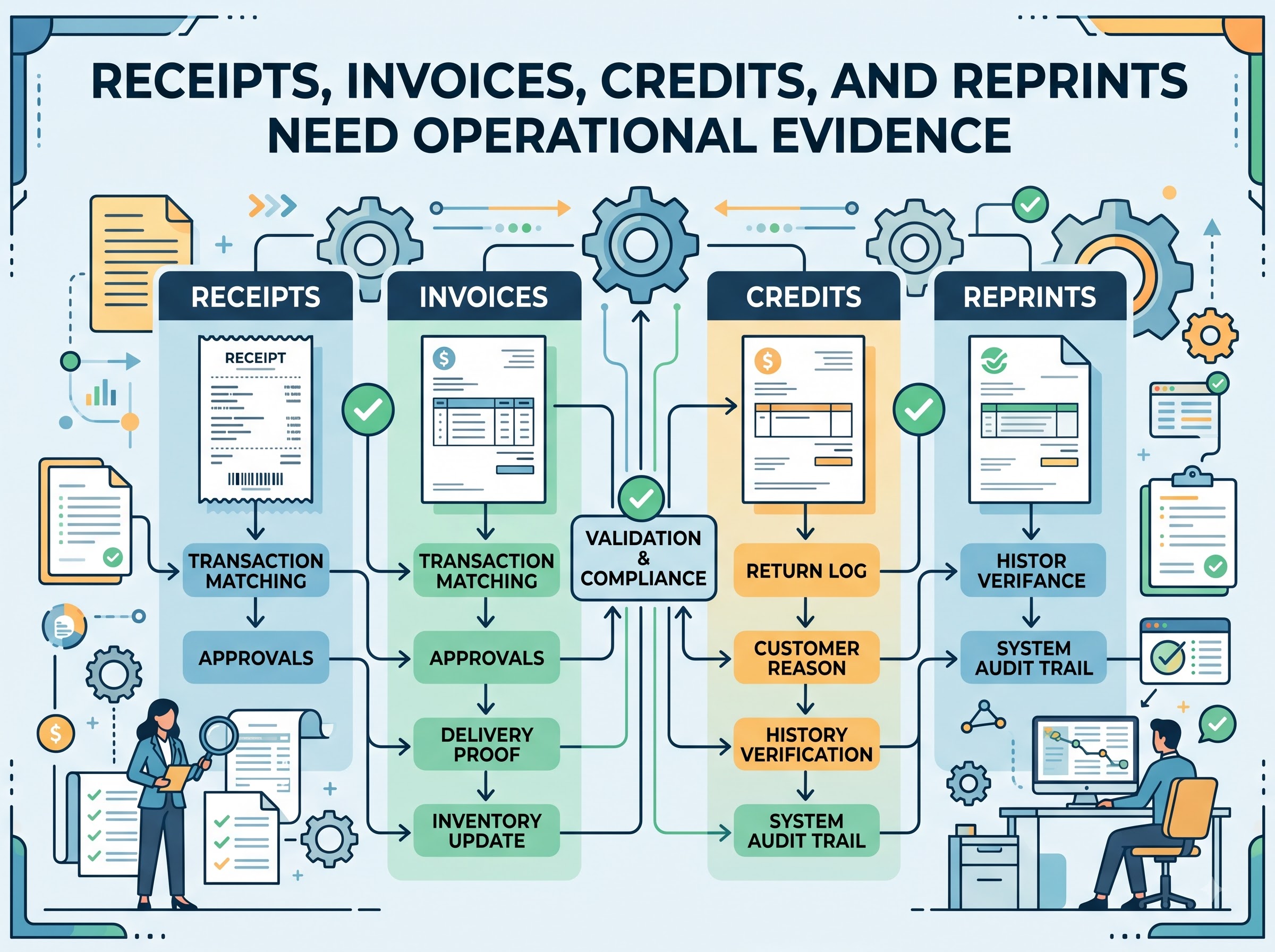 Receipts, Invoices, Credits, and Reprints Need Operational Evidence