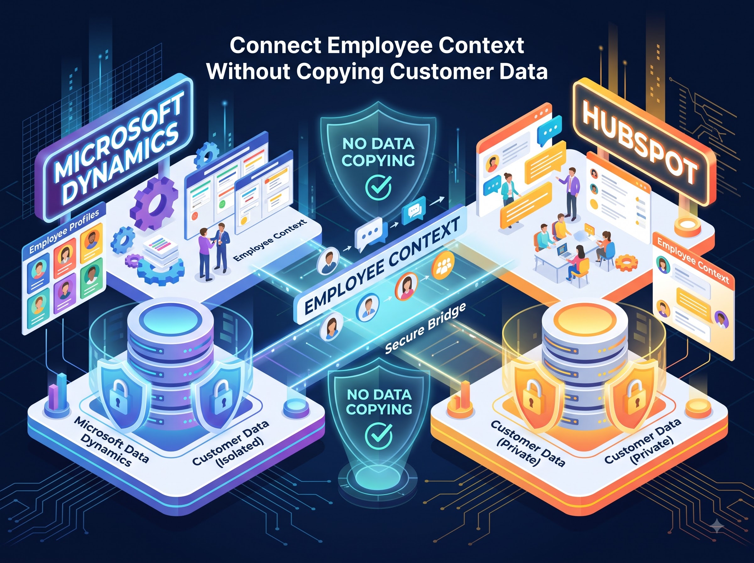 Microsoft Dynamics and HubSpot: Connect Employee Context Without Copying Customer Data